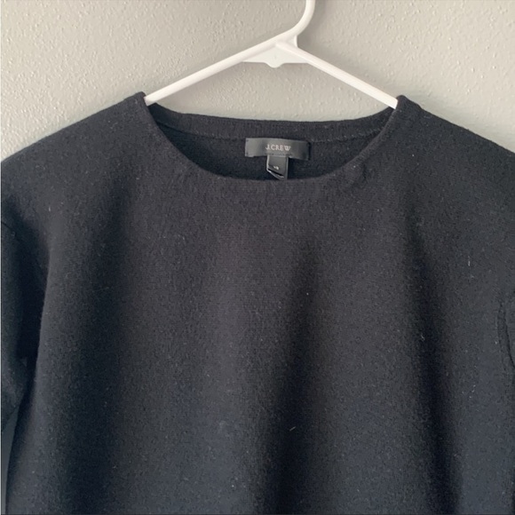 J. Crew 100% Wool Sweater with Leather Pockets Black - Picture 4 of 10